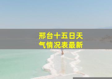 邢台十五日天气情况表最新