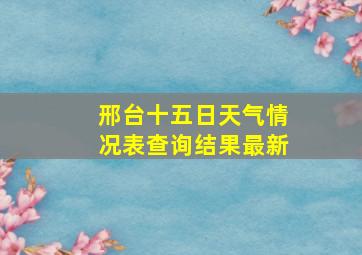 邢台十五日天气情况表查询结果最新