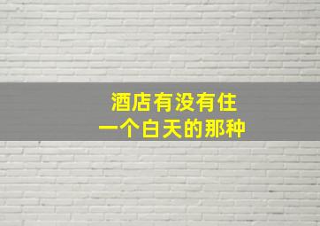 酒店有没有住一个白天的那种