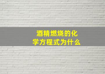 酒精燃烧的化学方程式为什么