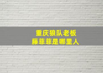 重庆狼队老板藤菲菲是哪里人