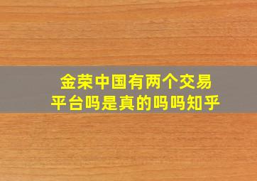 金荣中国有两个交易平台吗是真的吗吗知乎