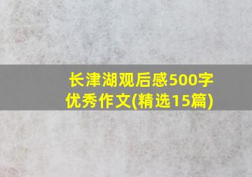 长津湖观后感500字优秀作文(精选15篇)