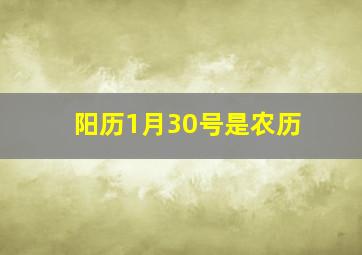 阳历1月30号是农历