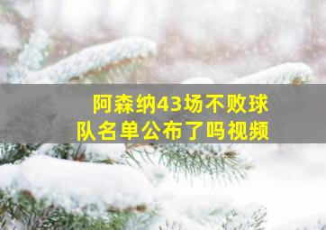 阿森纳43场不败球队名单公布了吗视频