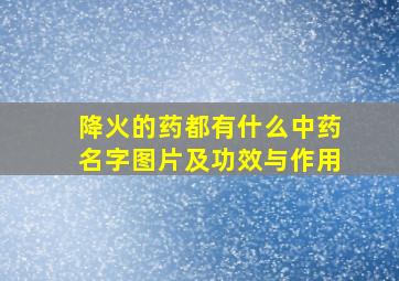 降火的药都有什么中药名字图片及功效与作用