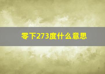 零下273度什么意思