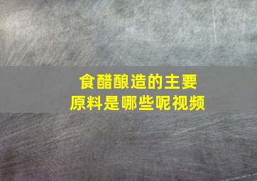 食醋酿造的主要原料是哪些呢视频