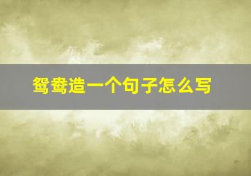 鸳鸯造一个句子怎么写