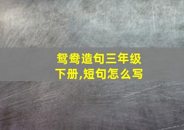 鸳鸯造句三年级下册,短句怎么写