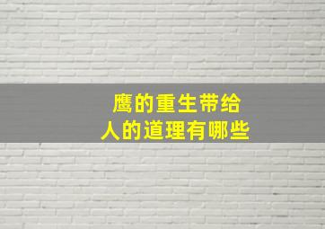 鹰的重生带给人的道理有哪些