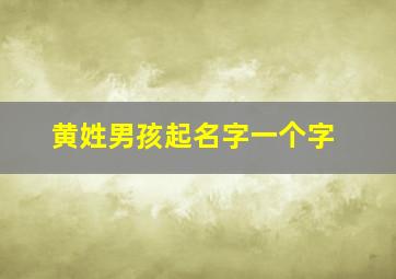 黄姓男孩起名字一个字