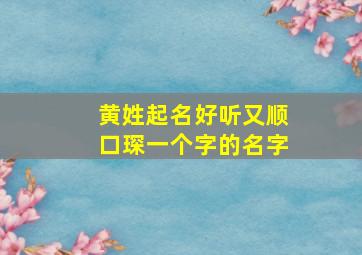 黄姓起名好听又顺口琛一个字的名字