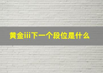 黄金iii下一个段位是什么