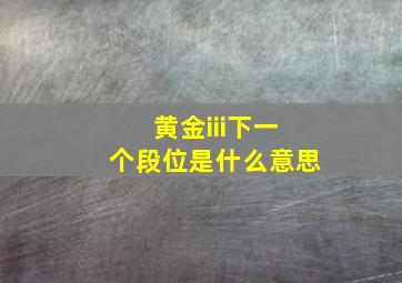 黄金iii下一个段位是什么意思