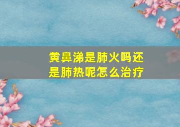 黄鼻涕是肺火吗还是肺热呢怎么治疗