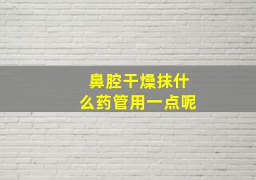 鼻腔干燥抹什么药管用一点呢